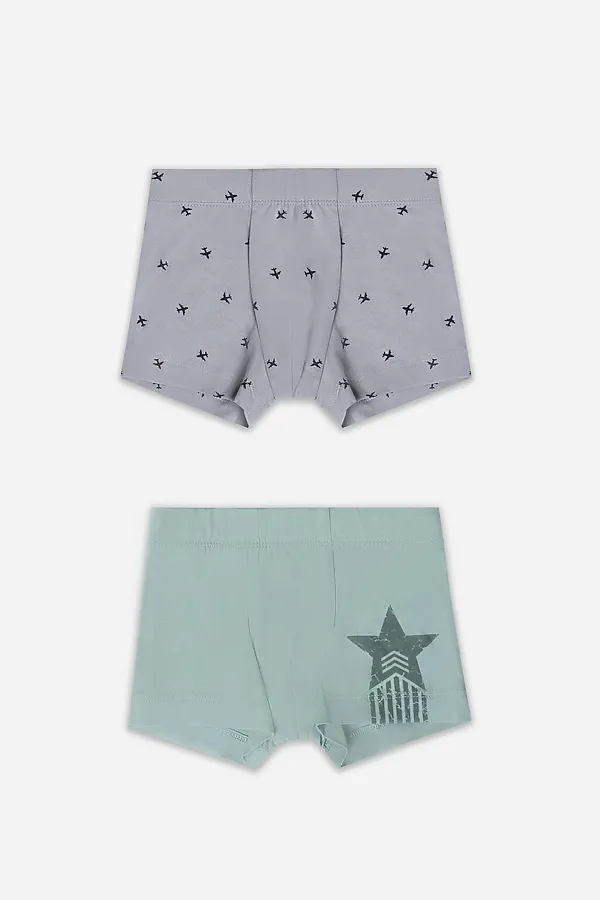 Трусы для мальчиков (2шт.) MARK FORMELLE, зеленая пастель +самолеты на сером - фото 1