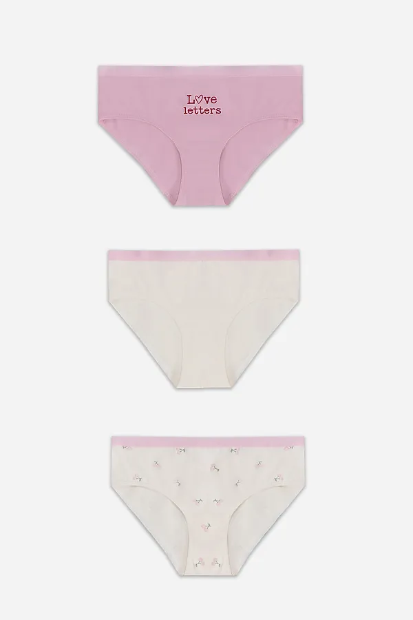 Трусы для девочек (3шт.) MARK FORMELLE, персиковые вишенки на молочном - фото 1