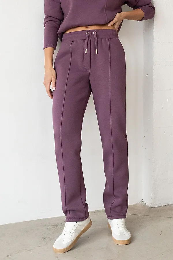 Брюки из футера-трехнитки с начесом VILATTE, лиловый - фото 1