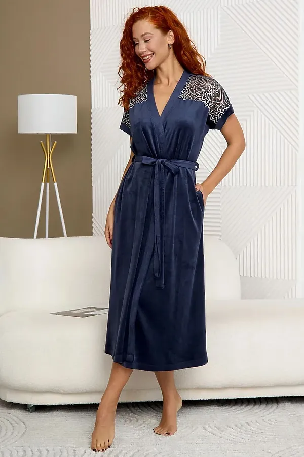 Халат Кортни НАТАЛИ, темно-синий - фото 1