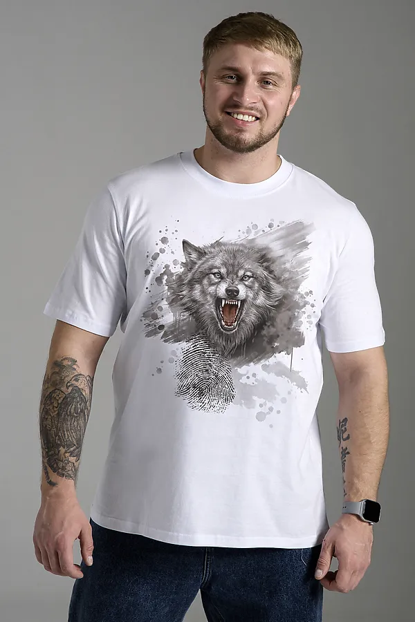 Футболка 8593 НАТАЛИ, белый+волк - фото 1