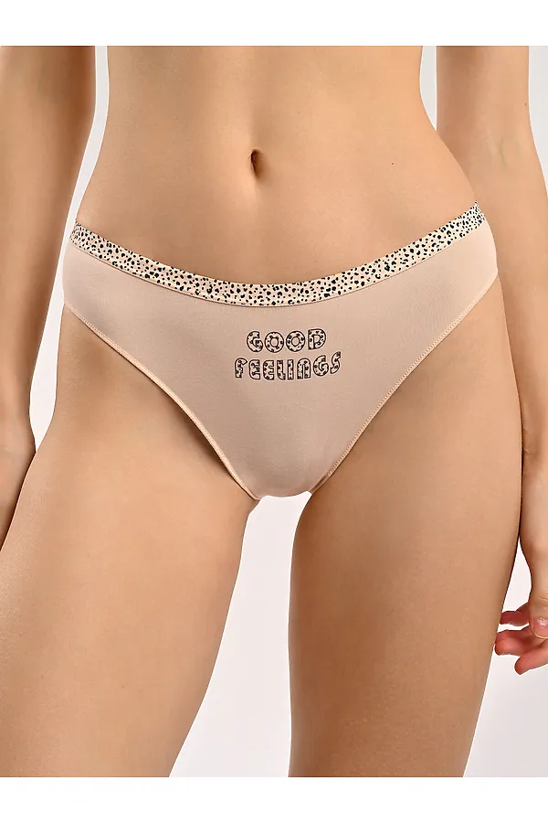 Женские трусы слипы INDEFINI, бежевый - фото 1