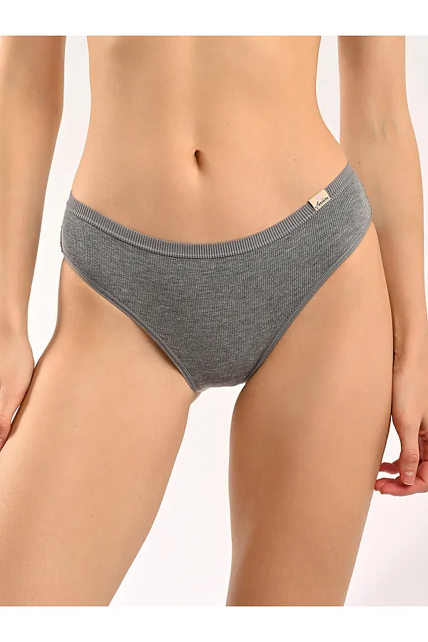 Женские трусы из вискозы в рубчик INDEFINI, серый - фото 1