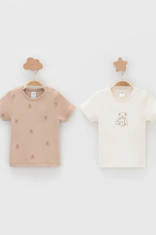 Футболки, 2 шт. CROCKID, бежевый - фото 1