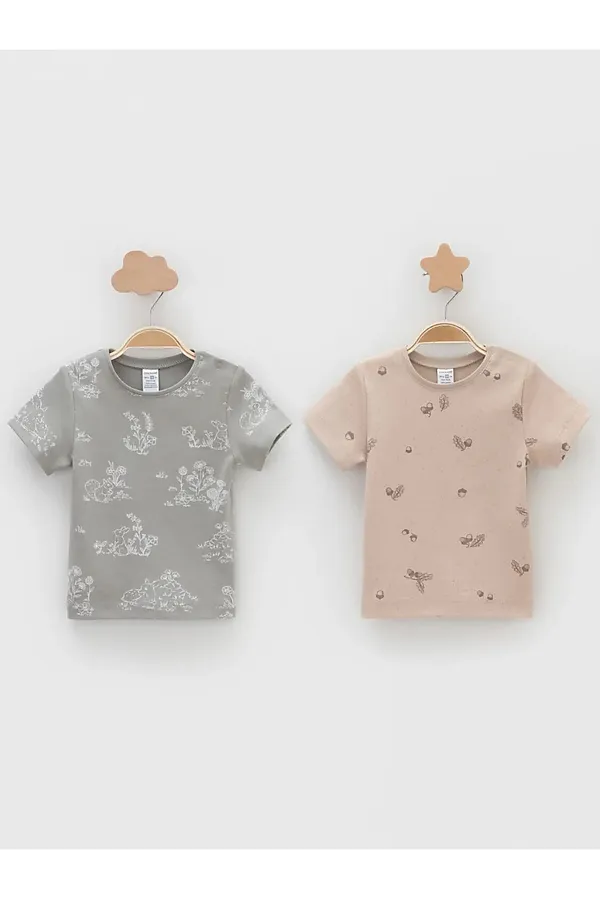 Футболки, 2 шт. CROCKID, оливкобый, бежевый - фото 1