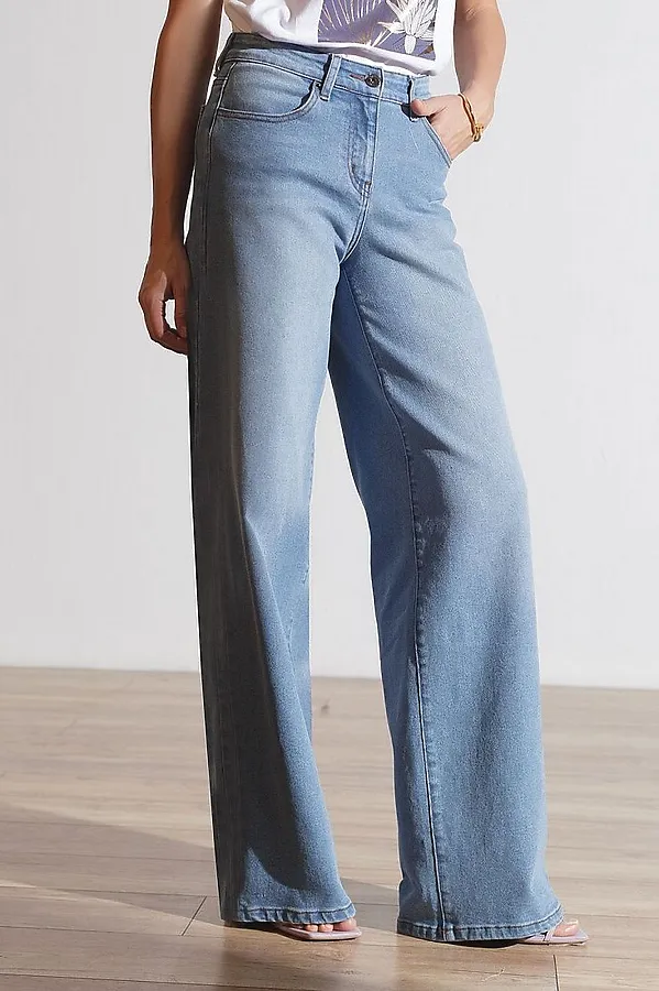 Джинсы трубы из денима VILATTE, голубой - фото 1