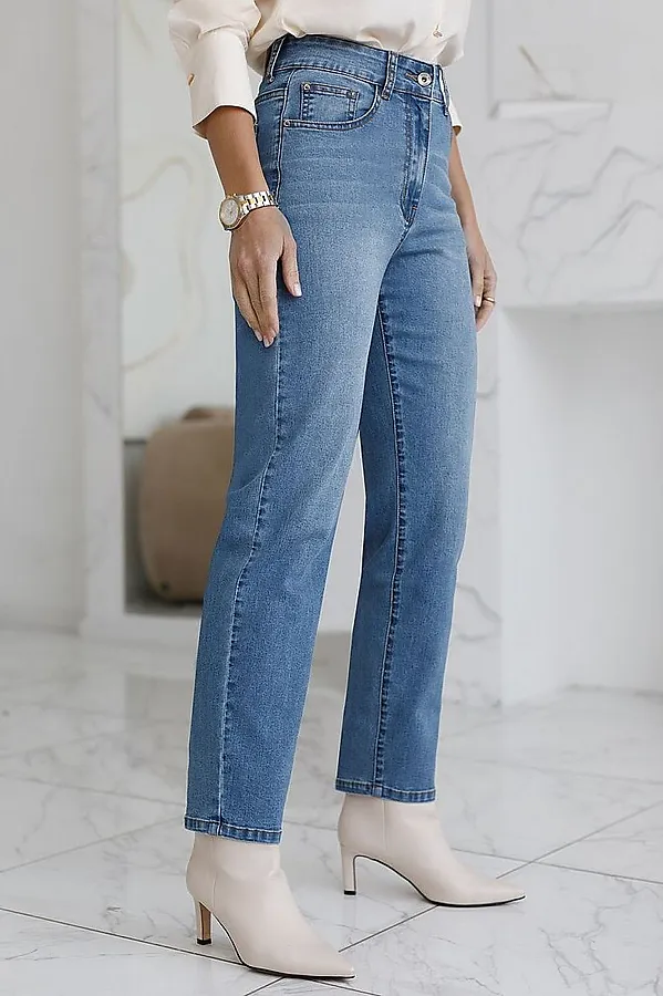 Джинсы mom-fit из эластичного облегченного денима VILATTE, голубой - фото 1