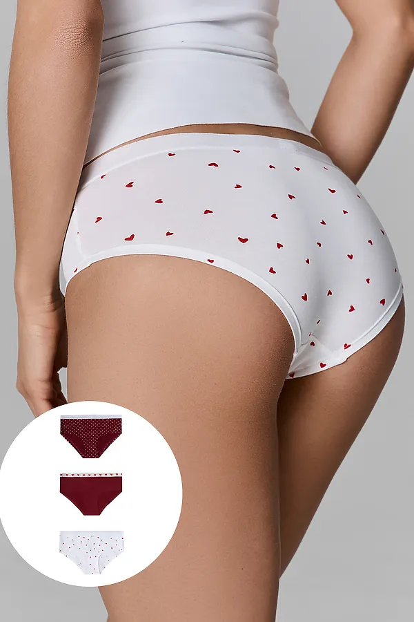 Трусы женские (3шт.) MARK FORMELLE, сердечки на т.красном - фото 1
