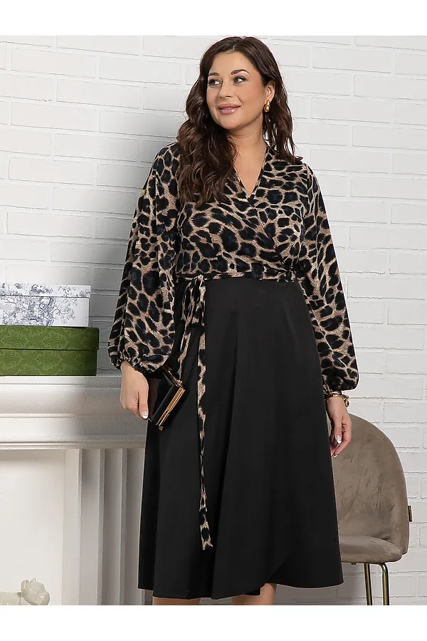 Платье Клеопатра LADY TAIGA, черное/лео - фото 1