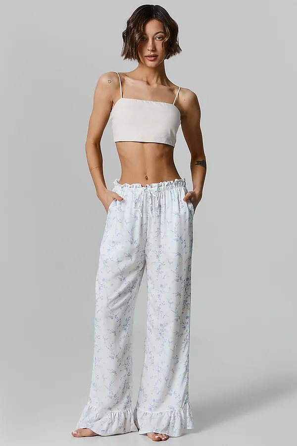 Брюки MARK FORMELLE, цветы на св.молочном - фото 1