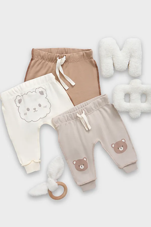 Ползунки детские (3шт.) MARK FORMELLE, молочный +серо-коричневый +бежевый +печать - фото 1