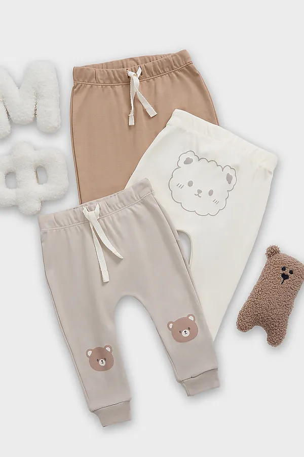 Ползунки детские (3шт.) MARK FORMELLE, молочный +серо-коричневый +бежевый +печать - фото 1