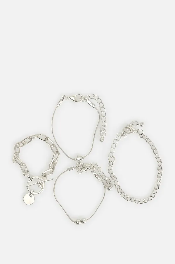 Набор из 4 браслетов ACOOLA, серебристый - фото 1