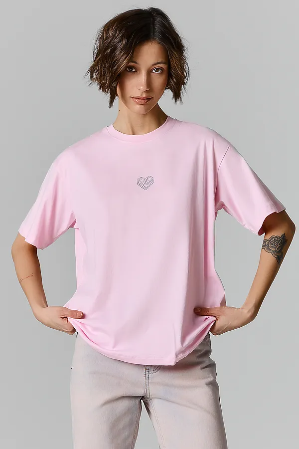 Футболка женская MARK FORMELLE, розовое сияние +печать - фото 1