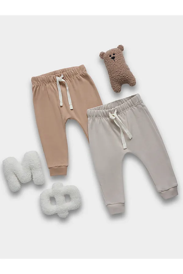 Ползунки детские (2шт.) MARK FORMELLE, серо-коричневый +бежевый - фото 1