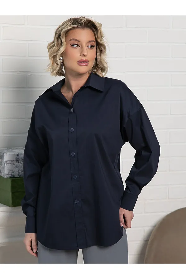 Рубашка хлопковая Рина LADY TAIGA, темно-синяя - фото 1