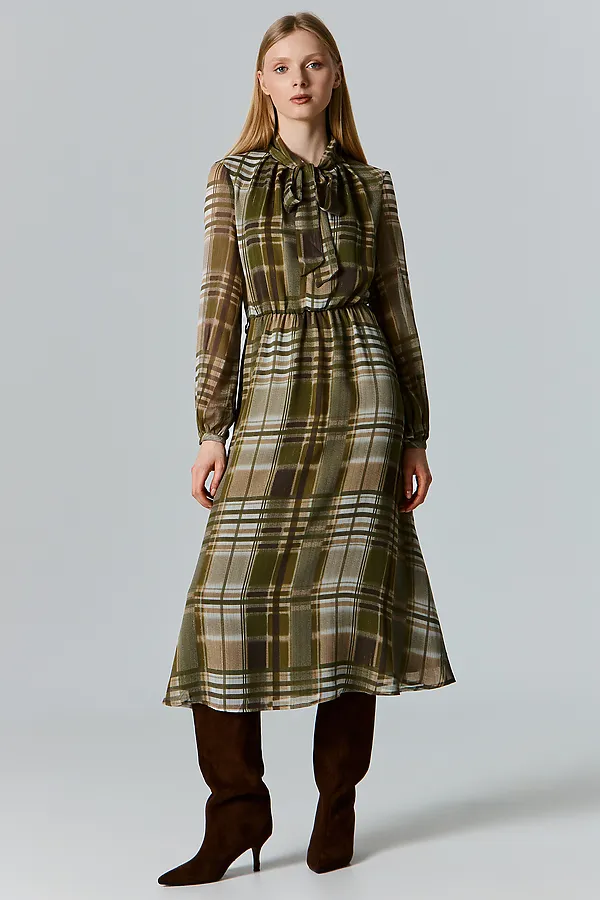 Платье женское MARK FORMELLE, зеленая клетка - фото 1