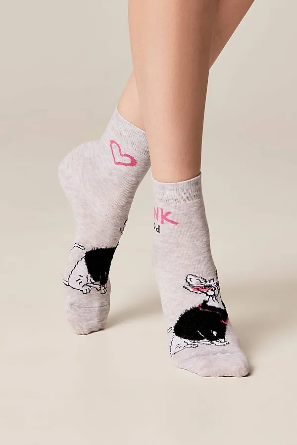 Брестские Носки женские 1133 CLASSIC (с пушистым рисунком) БРЕСТСКИЕ, светло-серый меланж - фото 1