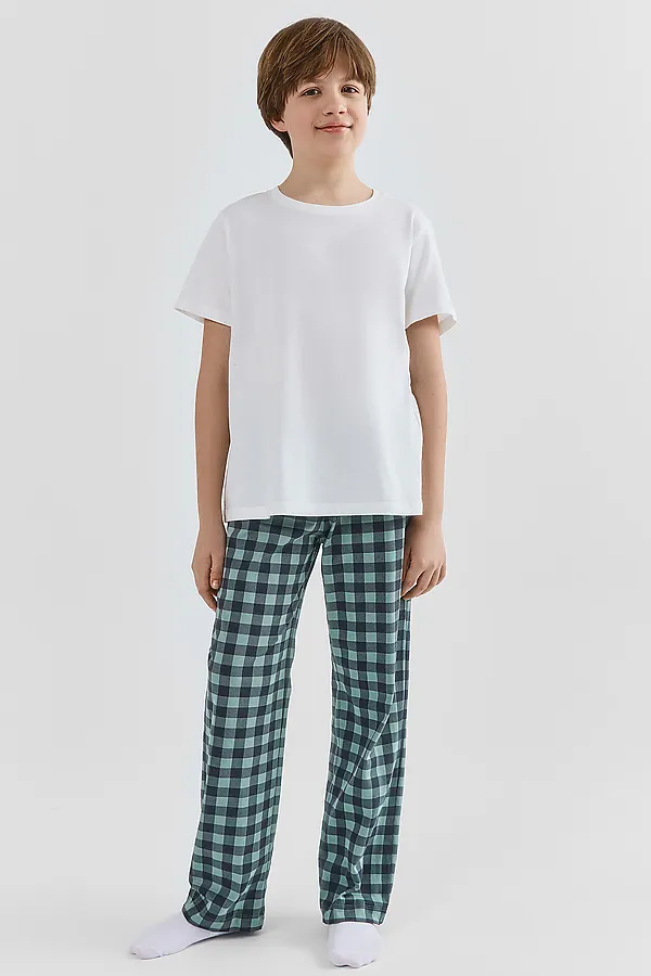 Брюки для мальчиков домашние MARK FORMELLE, зеленая клетка - фото 1