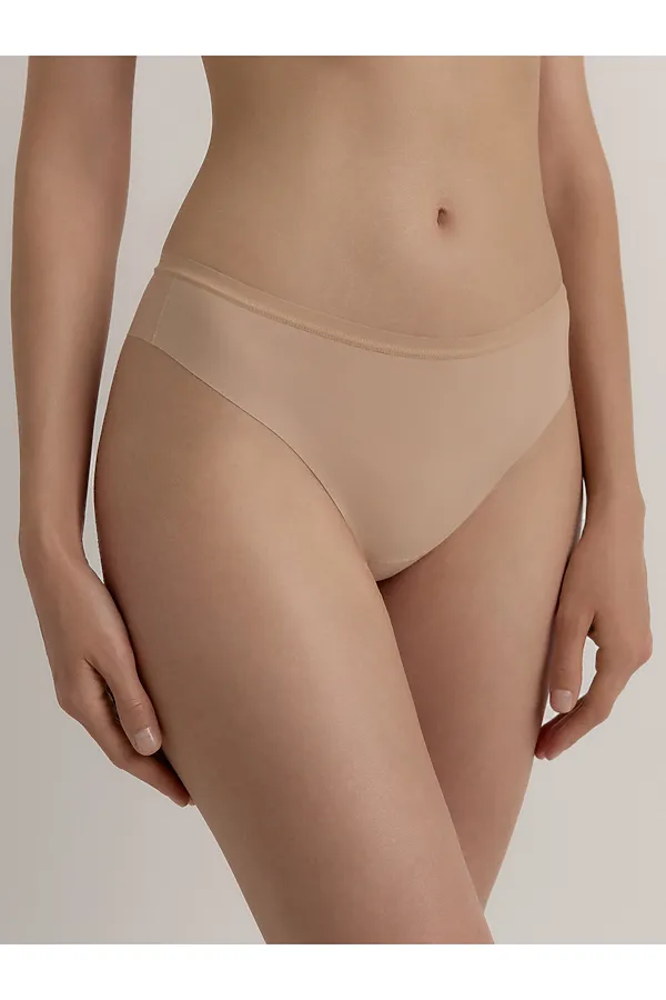 CONTE ASSORTI RP6183 Бесшовные женские трусы «танга» со средней линией талии CONTE ELEGANT, телесный - фото 1