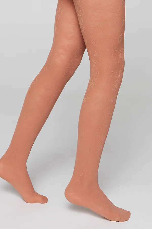 CONTE KETTY Эластичные колготки с ажурным цветочным рисунком CONTE ELEGANT, натуральный - фото 1