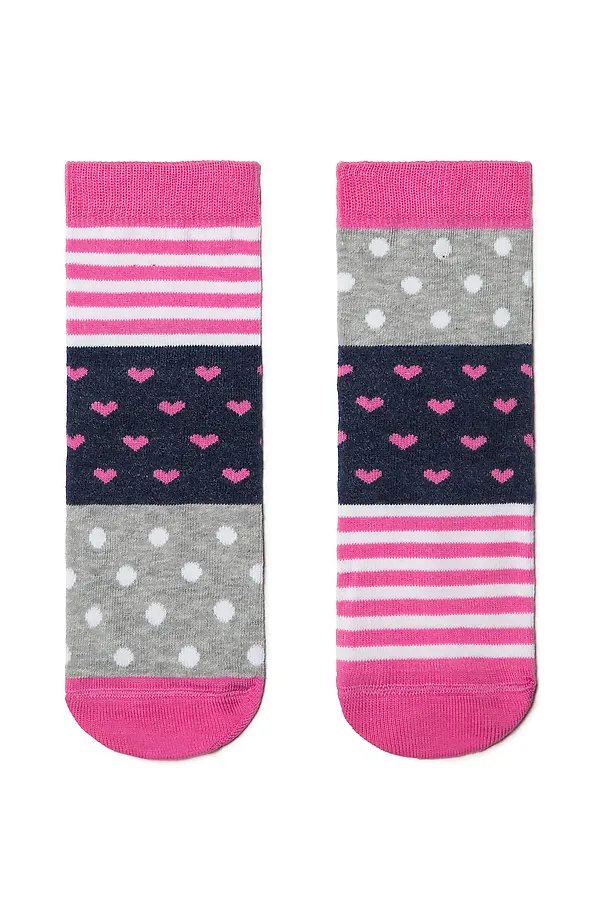 CONTE-KIDS Хлопковые носки "Веселые ножки" CONTE KIDS, серо-розовый - фото 1