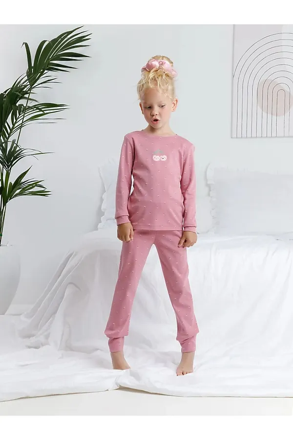 Пижама CROCKID, спелая вишня,сердечки - фото 1
