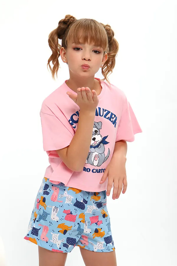 Пижама с шортами арт. ПД-019-081 НАТАЛИ, розовый/собачки голубые - фото 1