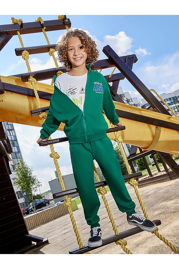 Толстовка для мальчиков MARK FORMELLE, зеленый +печать - фото 1