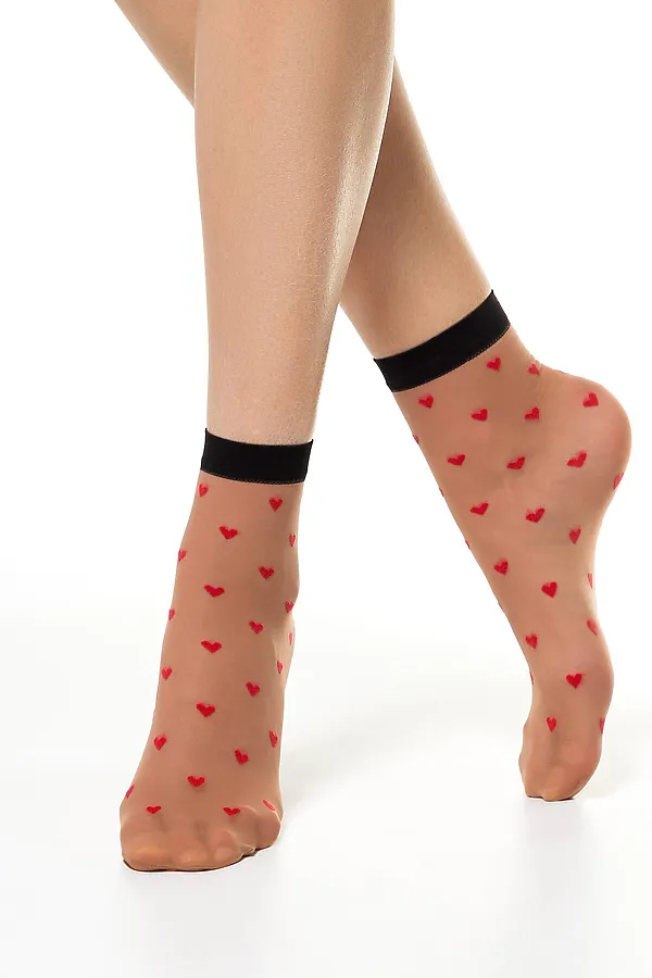 CONTE FANTASY Носки с рисунком «сердечки» CONTE ELEGANT, натуральный - фото 1