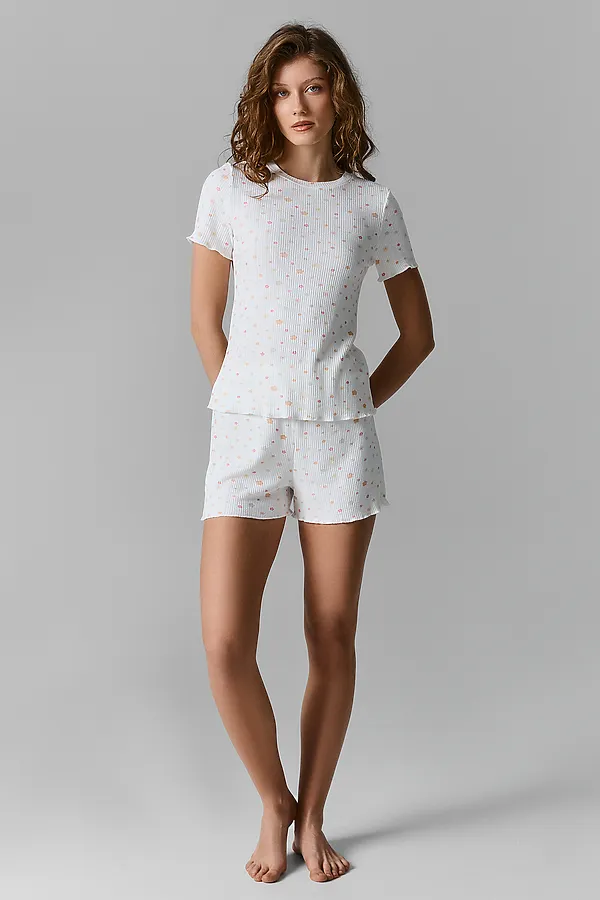 Комплект женский (джемпер, шорты) MARK FORMELLE, цветы на белом - фото 1