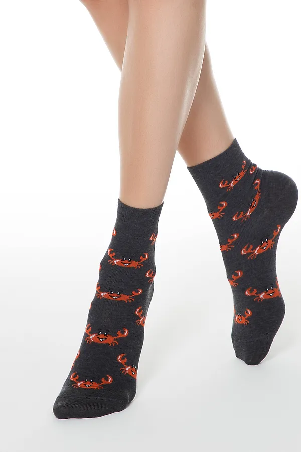 CONTE CLASSIC Хлопковые носки с рисунками "Крабы" CONTE ELEGANT, темно-серый - фото 1