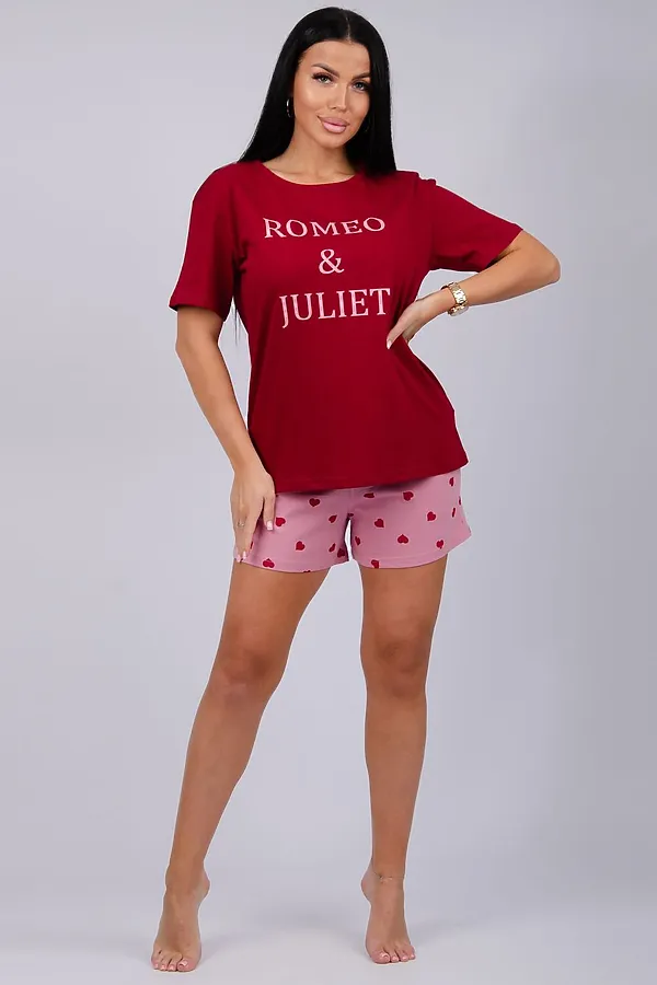 Пижама с шортами Джульетта НАТАЛИ, бордовый - фото 1