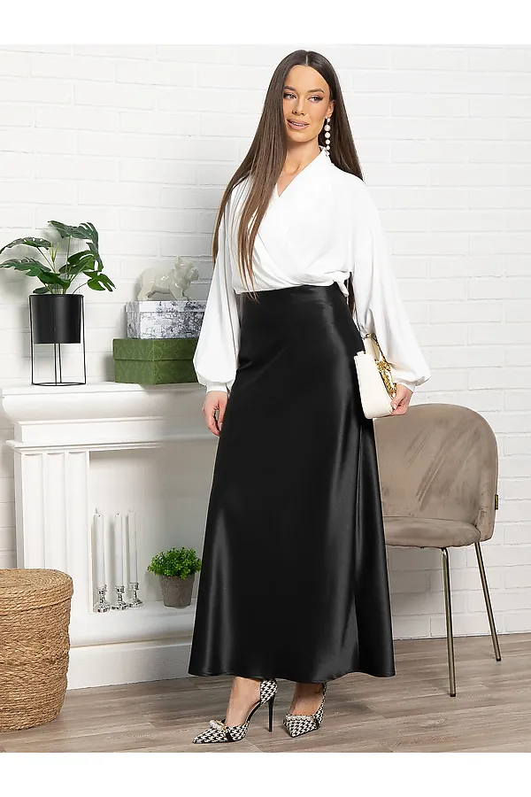 Юбка атласная Эвелин LADY TAIGA, черная - фото 1