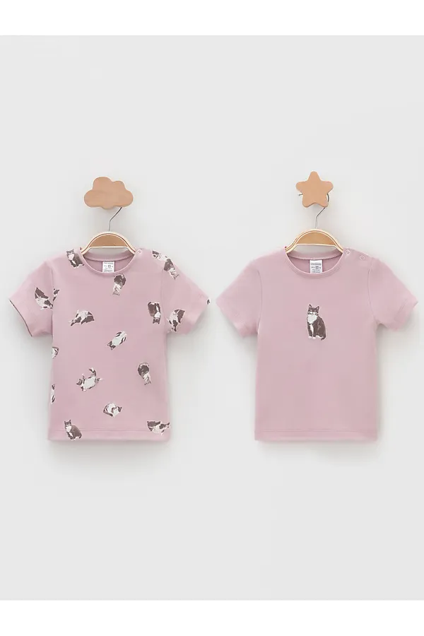 Футболка 2шт. CROCKID, розово-бежевый - фото 1