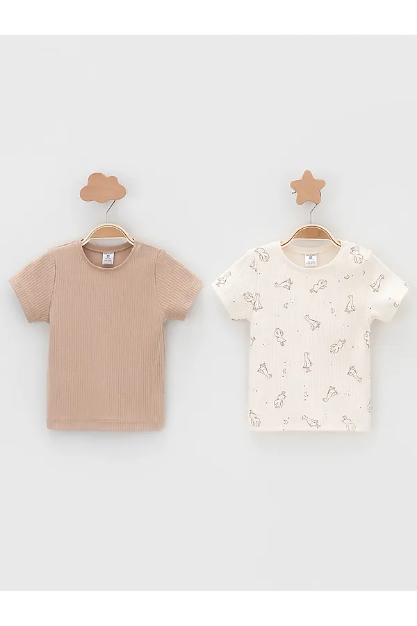 Футболки, 2 шт. CROCKID, бежевый - фото 1