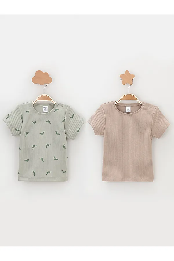 Футболки, 2 шт. CROCKID, оливковый - фото 1