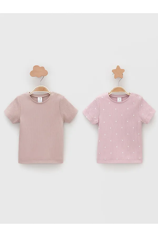 Футболки 2шт. CROCKID, розово-бежевый - фото 1
