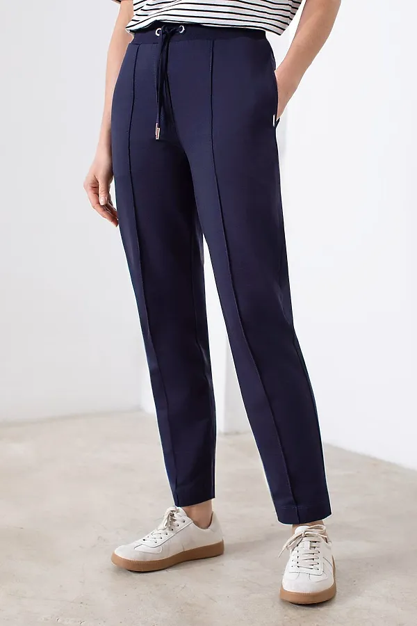 Трикотажные брюки на резинке из футера двухнитки эластичные VILATTE, т.синий - фото 1