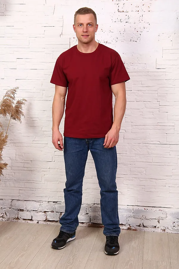 Футболка 1113 однотонная НАТАЛИ, бордовый - фото 1