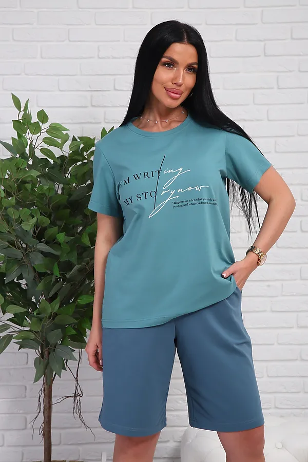 Костюм с шортами 1107 НАТАЛИ, зеленый - фото 1