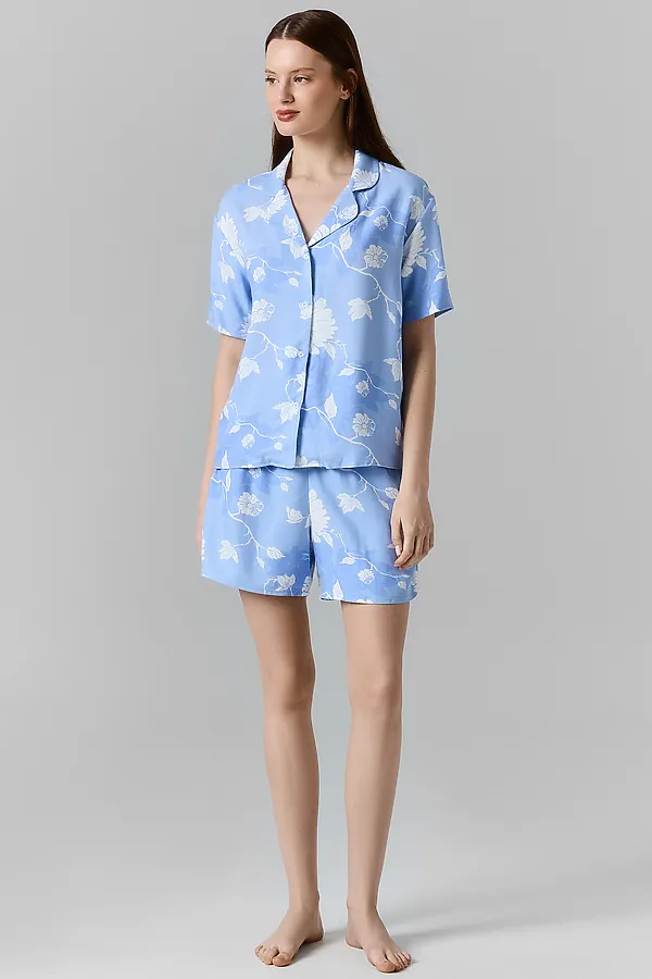 Комплект женский (рубашка, шорты) MARK FORMELLE, цветы на св.голубом - фото 1