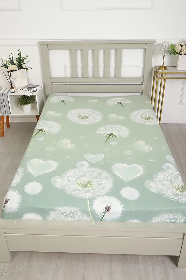 Простыня бязь ГОСТ Одуванчики НАТАЛИ, серо-зеленый - фото 1