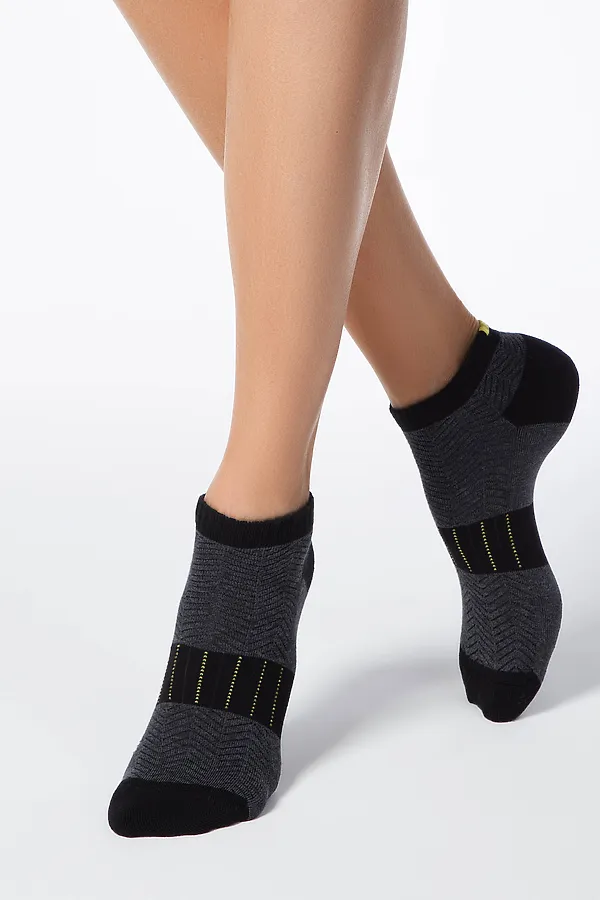 CONTE ELEGANT ACTIVE Носки женские хлопковые (короткие, махр. стопа) CONTE ELEGANT, темно-серый - фото 1