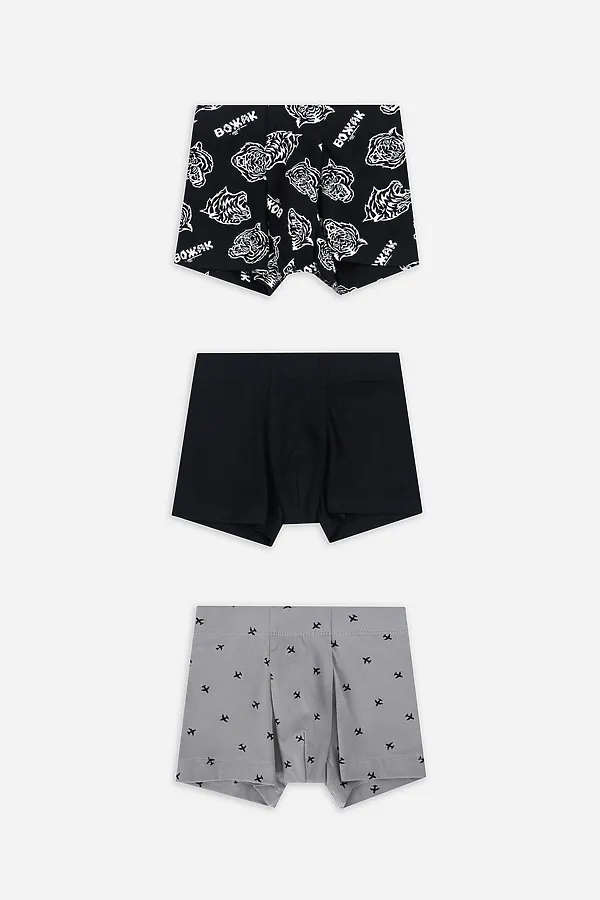Трусы для мальчиков (3шт.) MARK FORMELLE, тигры на черном+черный+самолеты на сером - фото 1