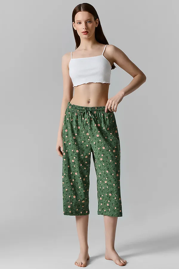 Бриджи женские MARK FORMELLE, розы на зеленом - фото 1