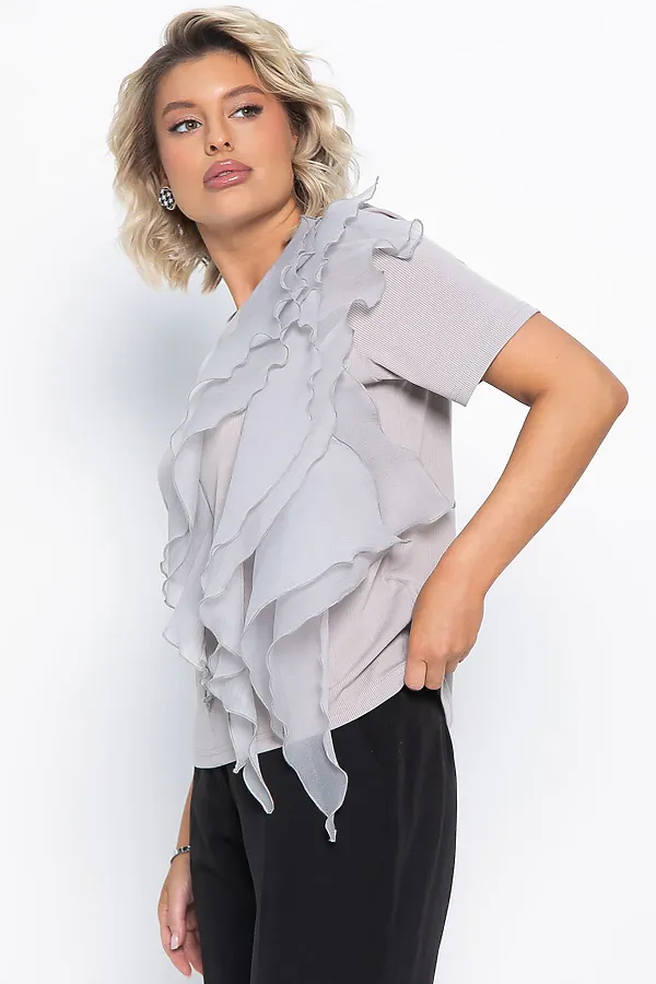 Блуза праздничная Риана ХИТ LADY TAIGA, серо-бежевая - фото 1