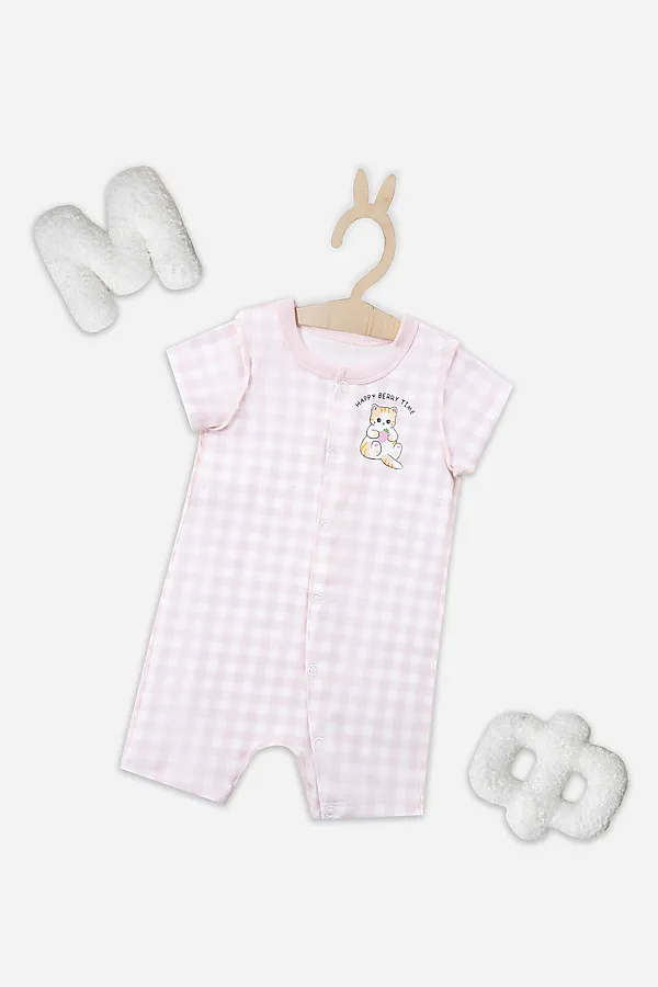 Полукомбинезон нательный детский MARK FORMELLE, розовая клетка на белом - фото 1