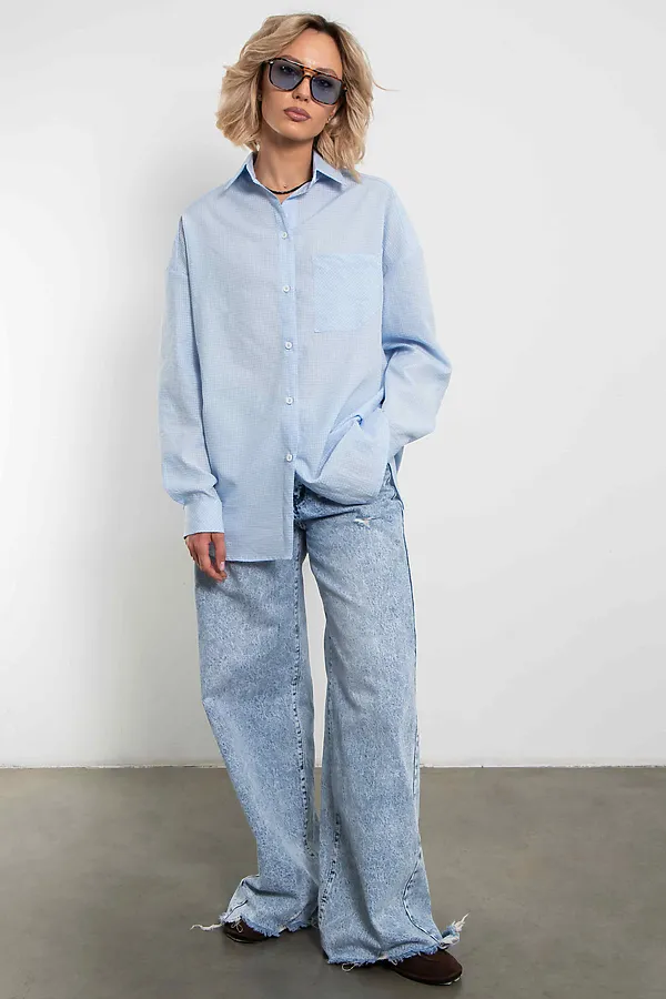  Рубашка Модная клеточка голубого цвета KOSMOS, голубой - фото 1