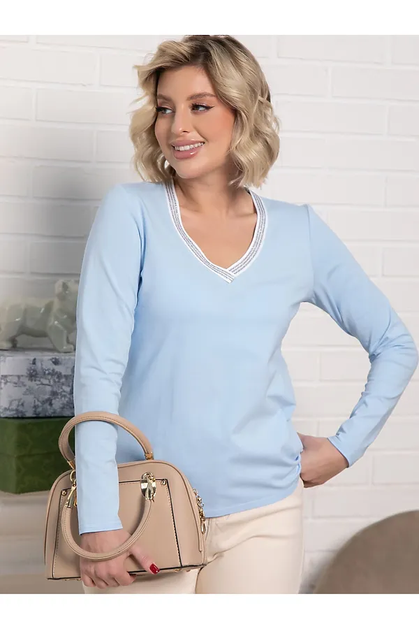 Блуза с кантом Либерти LADY TAIGA, голубая - фото 1